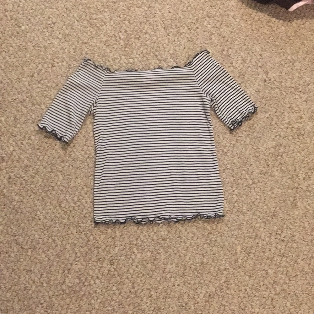 Cute striped off the shoulder top!